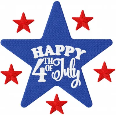 Star 4th of July embroidery design featuring a festive motif, perfect for patriotic apparel and decor.
