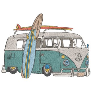 Minibus for surfer embroidery design - Embroidery Design