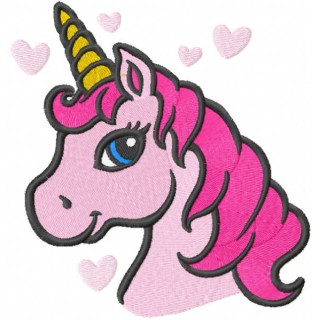 Pink baby unicorn embroidery design - Embroidery Design