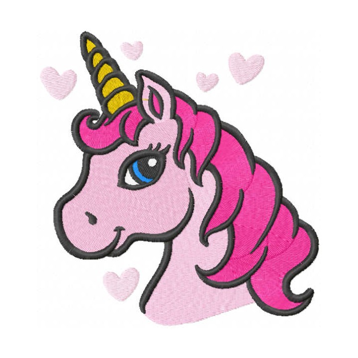 Pink baby unicorn embroidery design - Embroidery Design
