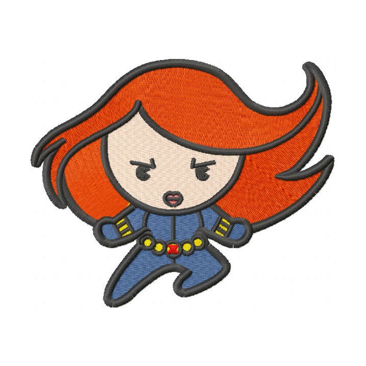 Black widow chibi embroidery design - Embroidery Design