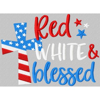 Red white blessed embroidery design - Embroidery Design