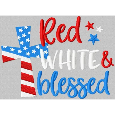 Preview of the Red White Blessed embroidery design showcasing American-themed stitching patterns.