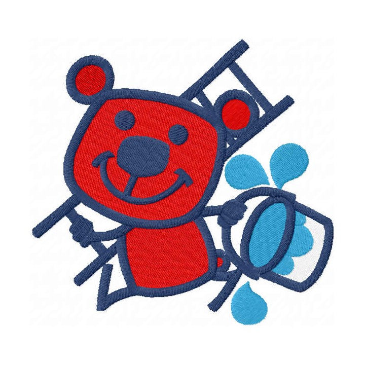 Red bear painter embroidery design - Embroidery Design