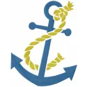 Anchor with cracked rope embroidery design showcasing a nautical theme, ideal for stitching on apparel and accessories.