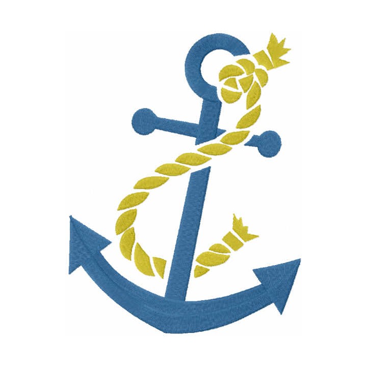 Anchor with cracked rope embroidery design - Embroidery Design