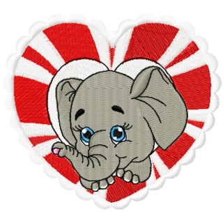 Elephant in heart embroidery design - Embroidery Design