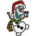 Olaf Christmas dance embroidery design featuring the beloved snowman in a festive pose, perfect for holiday projects.