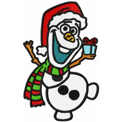 Olaf Christmas dance embroidery design featuring the beloved snowman in a festive pose, perfect for holiday projects.