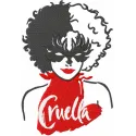 Embroidery design preview of a Cruella mask, showcasing intricate stitching patterns for creative projects.