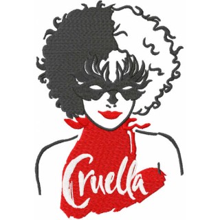 Cruella mask embroidery design - Embroidery Design