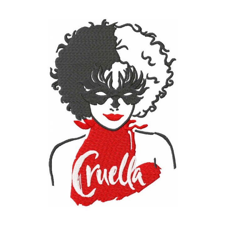 Cruella mask embroidery design - Embroidery Design