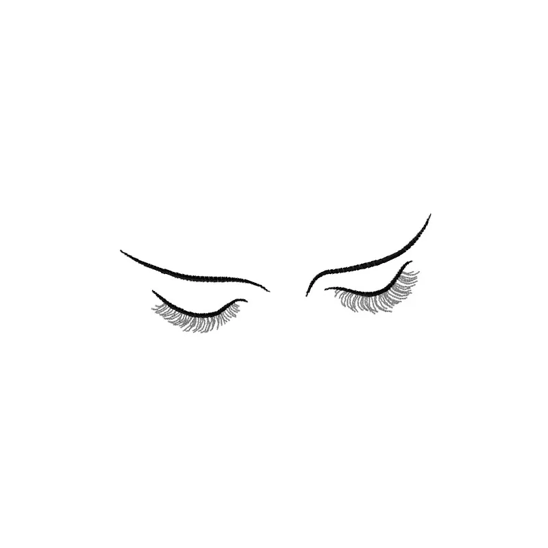 Eyelashes embroidery design showcasing a stylish and playful motif for women's apparel and accessories.