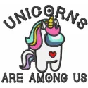 Preview of the 'Unicorns are Among Us' embroidery design, showcasing a playful unicorn-themed stitch pattern.