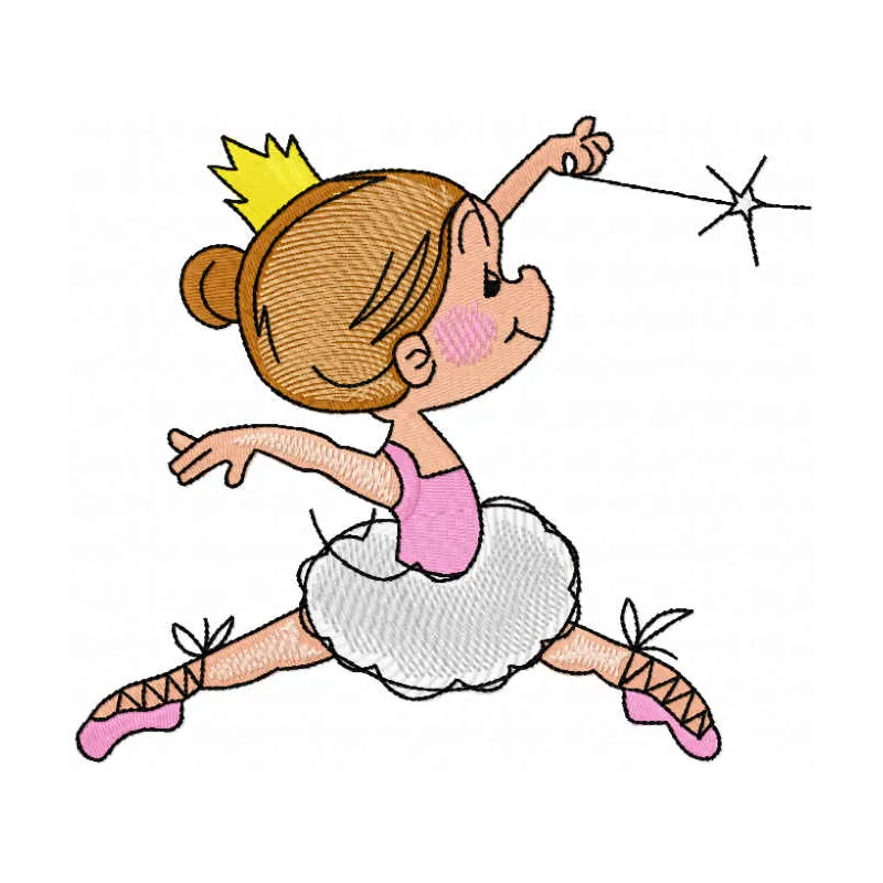 Ballet princess embroidery design featuring a graceful dancer in a beautiful tutu, ideal for apparel and accessories.