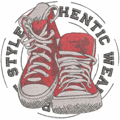 Stylish shoes embroidery design preview showcasing intricate stitching patterns for creative projects.
