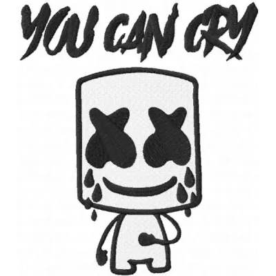 You Can Cry embroidery design featuring a playful Fortnite theme, ideal for stitching on caps and hoodies.