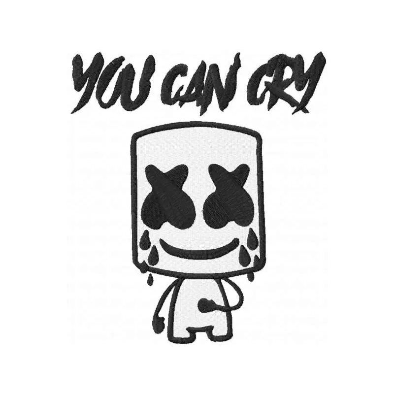 You Can Cry embroidery design featuring a playful Fortnite theme, ideal for stitching on caps and hoodies.