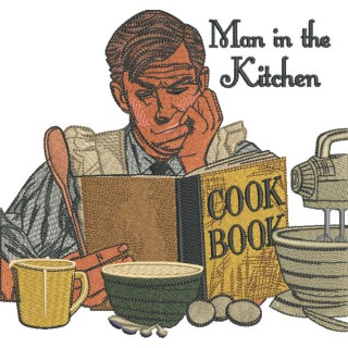 Man in the kitchen embroidery design - Embroidery Design