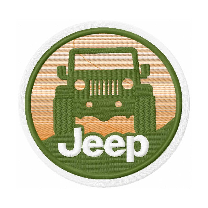 Jeep round badge embroidery design - Embroidery Design