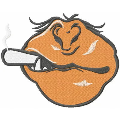 Monkey smoking face mask embroidery design showcasing a playful and unique stitched motif for face masks.