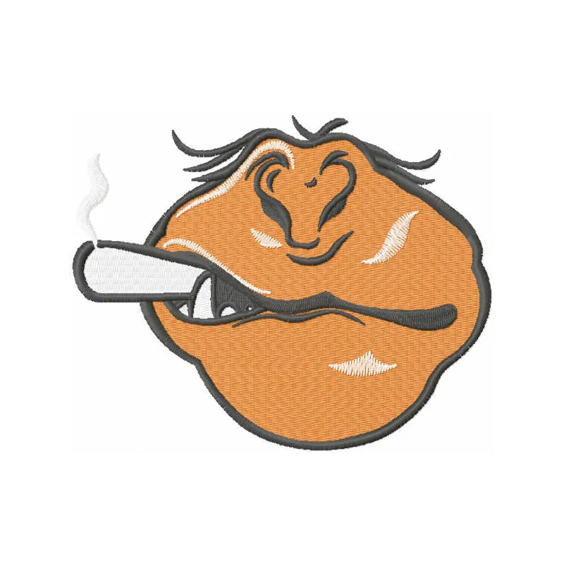 Monkey smoking face mask embroidery design showcasing a playful and unique stitched motif for face masks.