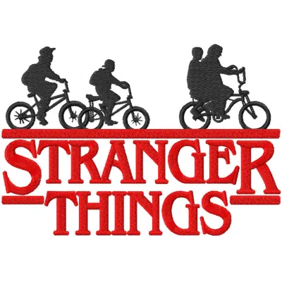 Stranger Things logo embroidery design showcasing intricate stitching patterns for creative projects.