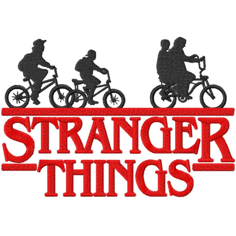 Stranger Things logo embroidery design showcasing intricate stitching patterns for creative projects.