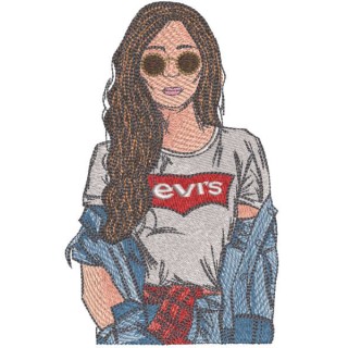 Levis Girl embroidery design - Embroidery Design