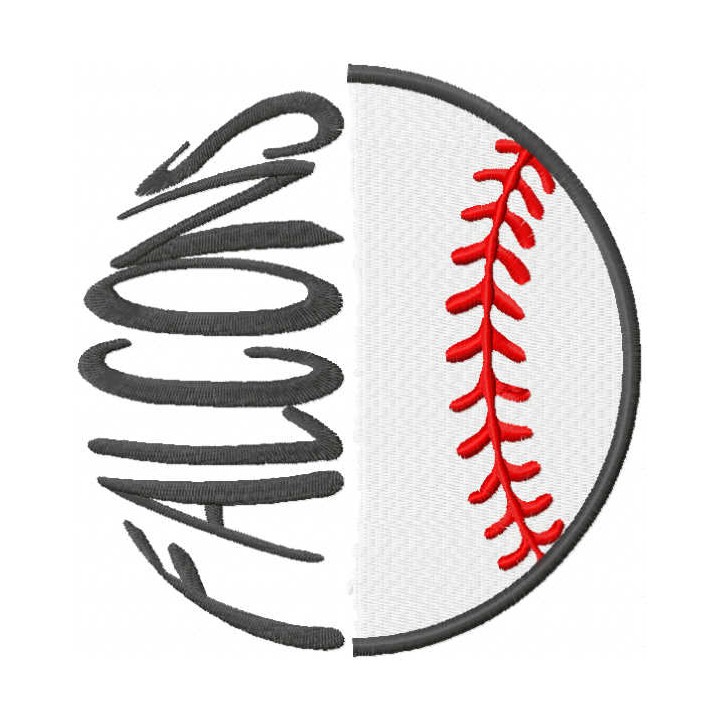 Falcons baseball logo embroidery design - Embroidery Design