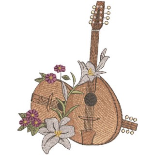 Mandolins and lilies embroidery design - Embroidery Design