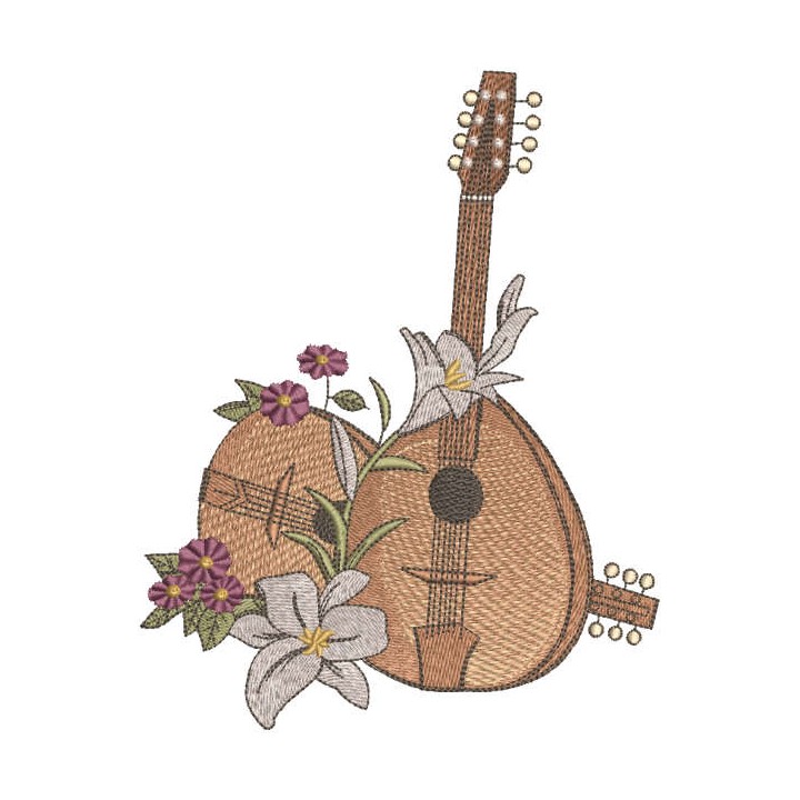 Mandolins and lilies embroidery design - Embroidery Design