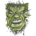 Incredible Hulk art embroidery design featuring a vibrant character motif for creative stitching projects.