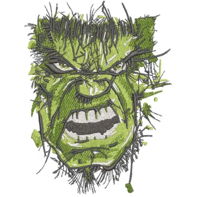Incredible Hulk art embroidery design featuring a vibrant character motif for creative stitching projects.