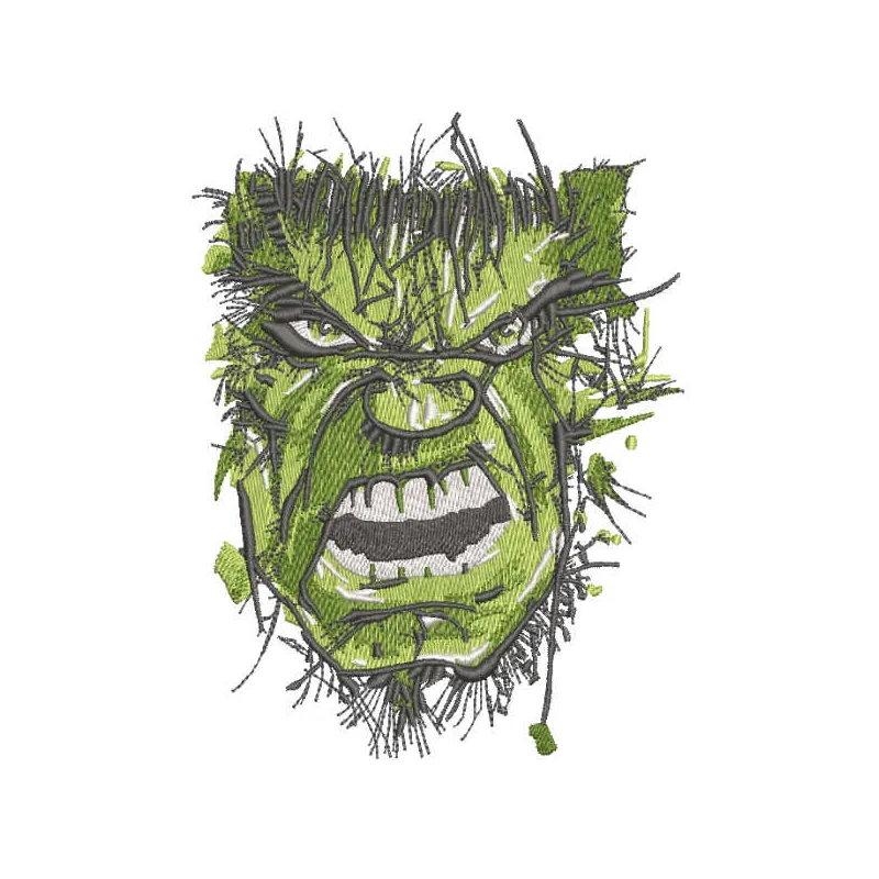 Incredible Hulk art embroidery design featuring a vibrant character motif for creative stitching projects.