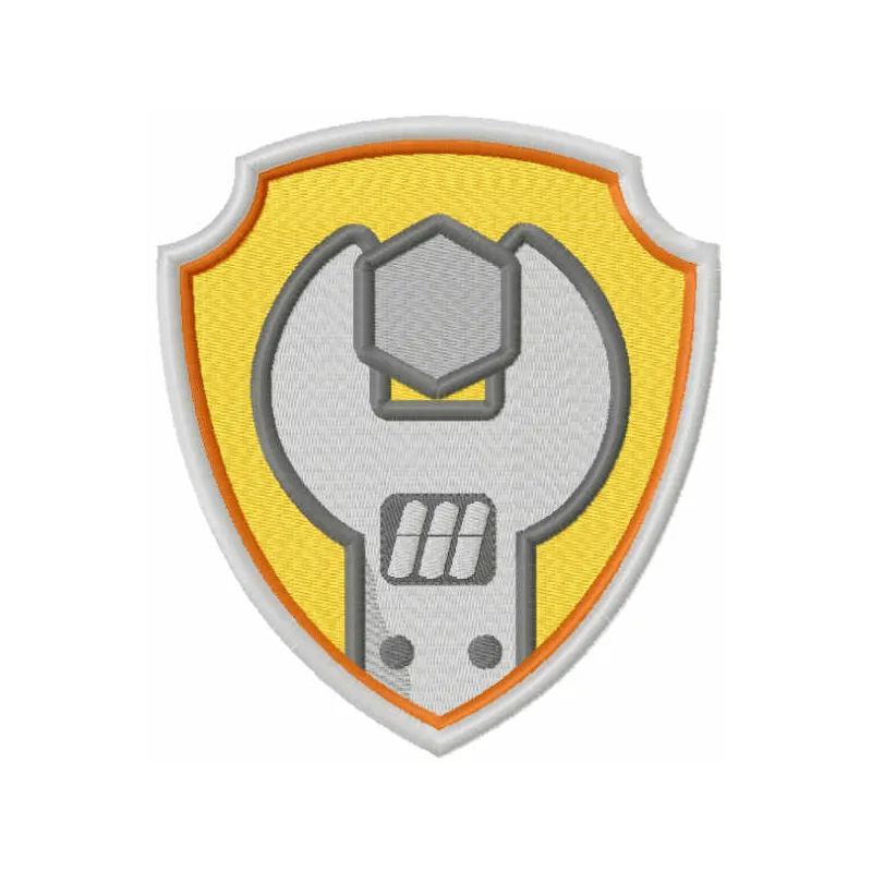 Rubble logo embroidery design featuring a playful paw print, ideal for stitching on apparel and accessories.