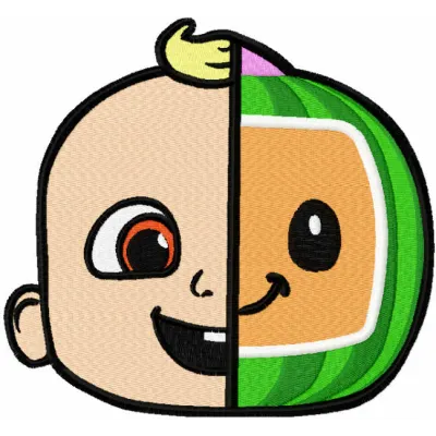 Johny Cocomelon embroidery design featuring playful characters, ideal for stitching on baby onesies and pillows.