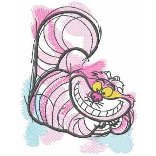 Cheshire cat art sketch embroidery design - Embroidery Design