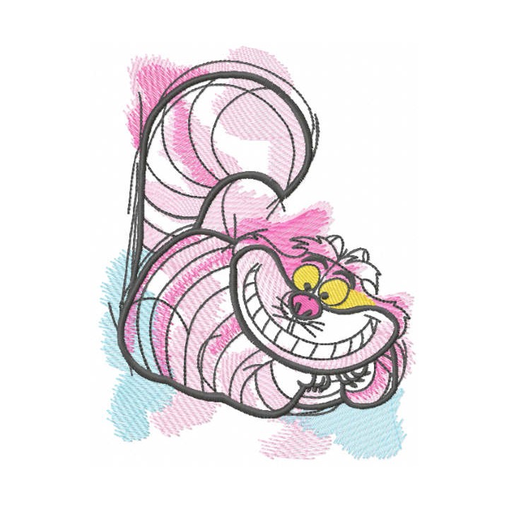Cheshire cat art sketch embroidery design - Embroidery Design