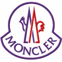 Moncler logo embroidery design preview showcasing intricate stitching patterns for fashion and apparel projects.