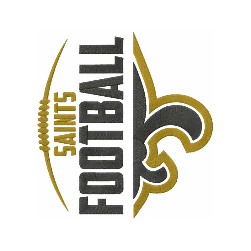 Saints football embroidery design showcasing intricate stitching patterns for sports enthusiasts.
