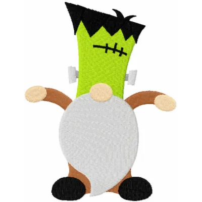 Frankenstein dwarf embroidery design for Halloween featuring a whimsical stitched motif, ideal for festive projects.