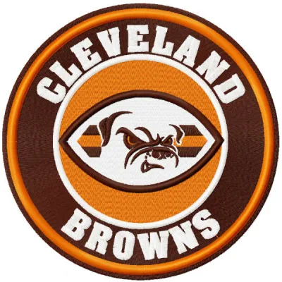 Cleveland browns round logo embroidery design