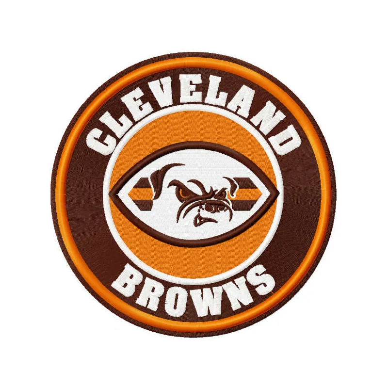 Cleveland browns round logo embroidery design