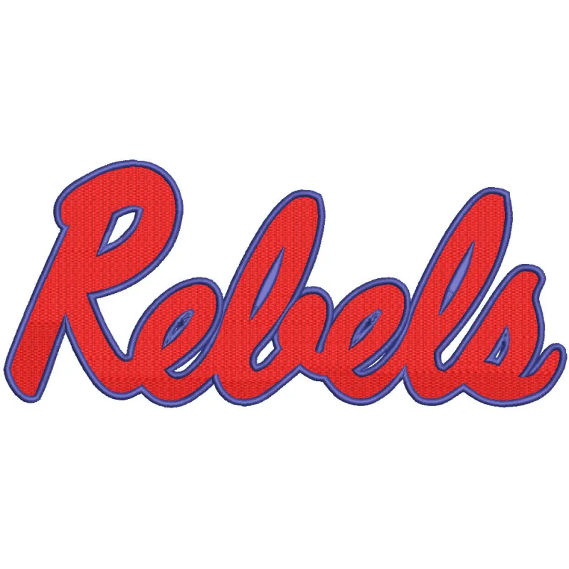 Preview of the Mississippi Rebels Secondary Logo embroidery design for custom stitching on apparel and accessories.