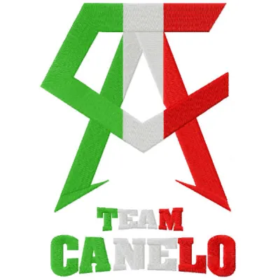 Preview of the Team Canelo logo embroidery design for stitching on sports gear and apparel.