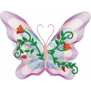 Rose butterfly embroidery design - Embroidery Design