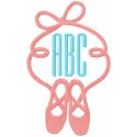 Pointe Monogram embroidery design featuring elegant ballet-inspired motifs, perfect for dance-themed projects.