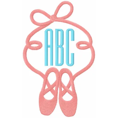 Pointe Monogram embroidery design featuring elegant ballet-inspired motifs, perfect for dance-themed projects.