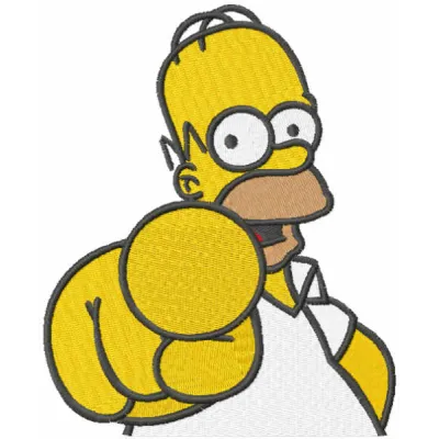 Homer Simpson pointing at you embroidery design, showcasing a fun and playful stitching pattern from the Simpsons collection.